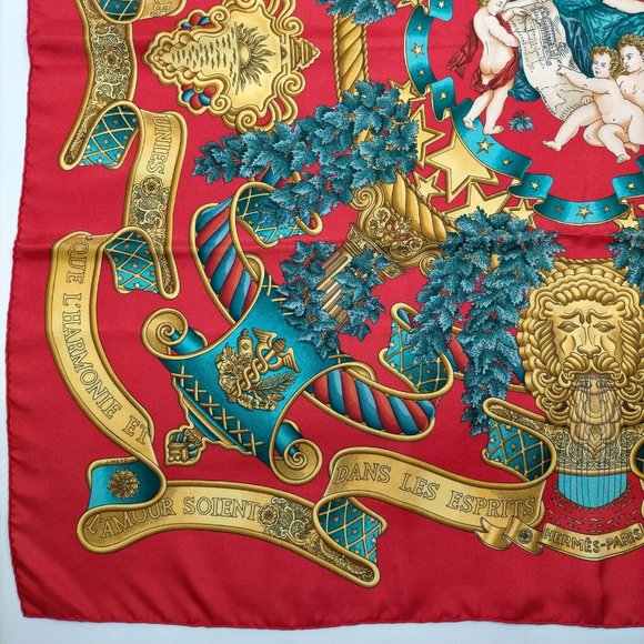 Authentic Hermes scarf Carre 90 Reds Silk100% - Picture 5 of 10